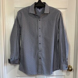 Tommy Hilfiger Blue/White Gingham Button Down Shirt- 16 1/2- Slim fit
